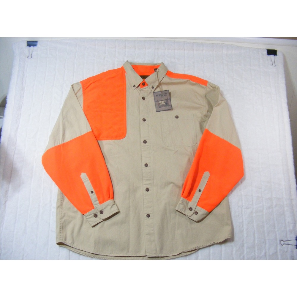 Morgan Creek Hunting Shirt Mens XL Khaki Orange NWT Padded Shoulder Shooting